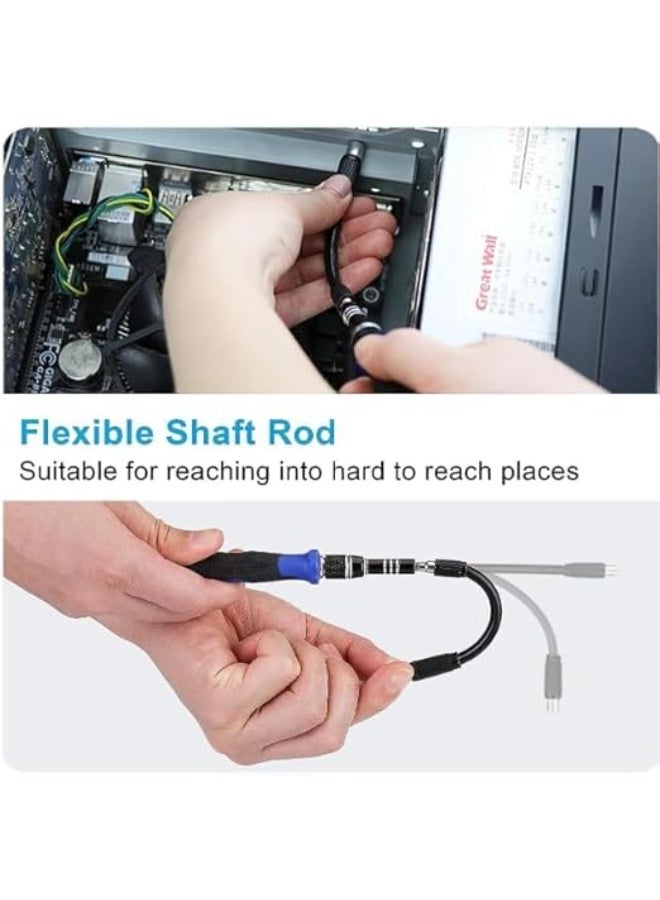 Cazadora CAZADORA 58-in-1 Magnetic Precision Driver Repair Tool Kit — Professional Blue Precision Screwdriver Set for Mobile Phones, Smartphones, Tablets, Laptops, PCs, Eyeglasses, Watches, Small Electronics, DIY Repairs & Electronics Technicians — Includes 58 Precision Bits (Phillips, Flat, Torx, Pentalobe, Tri-point, Hex, Triangle, Spanner), Magnetic Driver Handle, Extension Rod, Flexible Shaft, Precision Tweezers, Nylon Pry Tools, Suction Cup, SIM Ejector & Compact Organized Case — Durable Nickel-Plated Bits, Portable Travel Case, Anti-Slip Handle, Ideal for Home, Workshop, Office, Repair Shops, Gift for Technicians and Hobbyists in KSA - Image 4