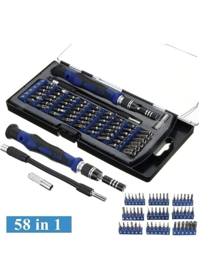 Cazadora CAZADORA 58-in-1 Magnetic Precision Driver Repair Tool Kit — Professional Blue Precision Screwdriver Set for Mobile Phones, Smartphones, Tablets, Laptops, PCs, Eyeglasses, Watches, Small Electronics, DIY Repairs & Electronics Technicians — Includes 58 Precision Bits (Phillips, Flat, Torx, Pentalobe, Tri-point, Hex, Triangle, Spanner), Magnetic Driver Handle, Extension Rod, Flexible Shaft, Precision Tweezers, Nylon Pry Tools, Suction Cup, SIM Ejector & Compact Organized Case — Durable Nickel-Plated Bits, Portable Travel Case, Anti-Slip Handle, Ideal for Home, Workshop, Office, Repair Shops, Gift for Technicians and Hobbyists in KSA - Image 5