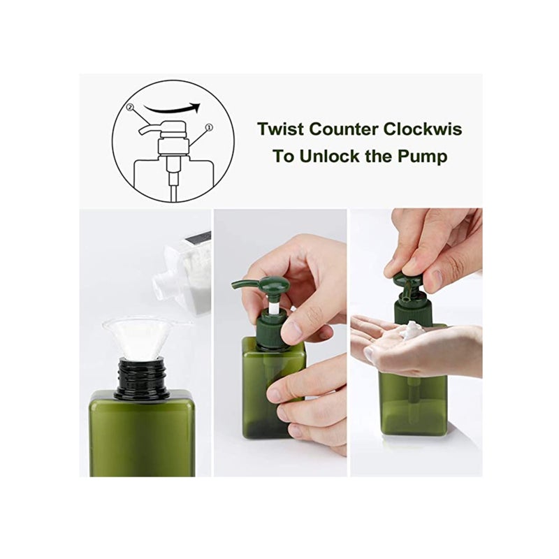 SOLARAE 4 PCS Hand Gel Dispenser Refillable Sanitizer Bottles Empty Shampoo Versatile Pump Bottle Drip-free Lotion Container Soap ( Green) - Image 4