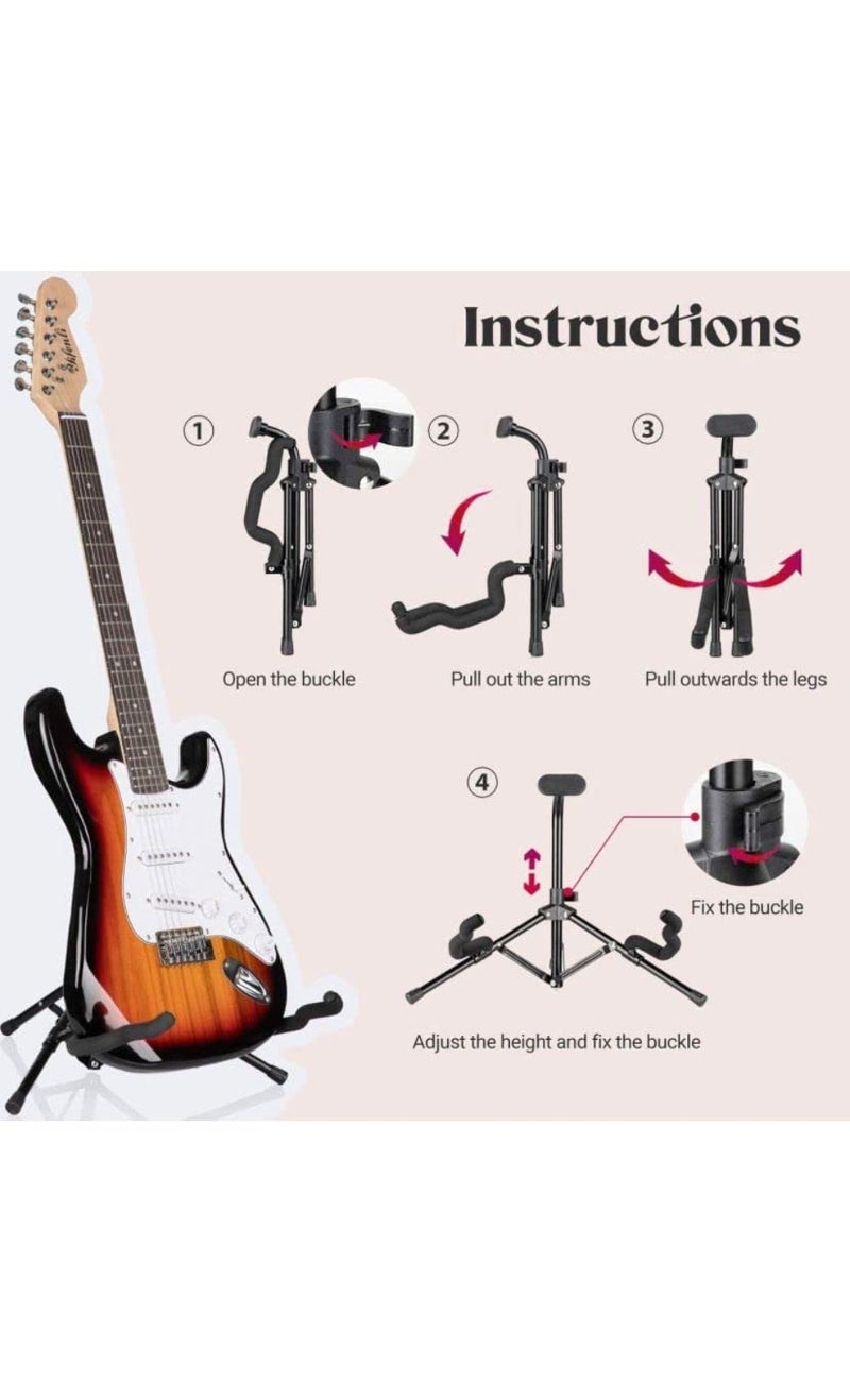 GF Universal Folding Tripod Stand for Acoustic Guitar, Electric Guitars, Ukulele, Violin, Banjo And Mandolin (NK51) - Image 5