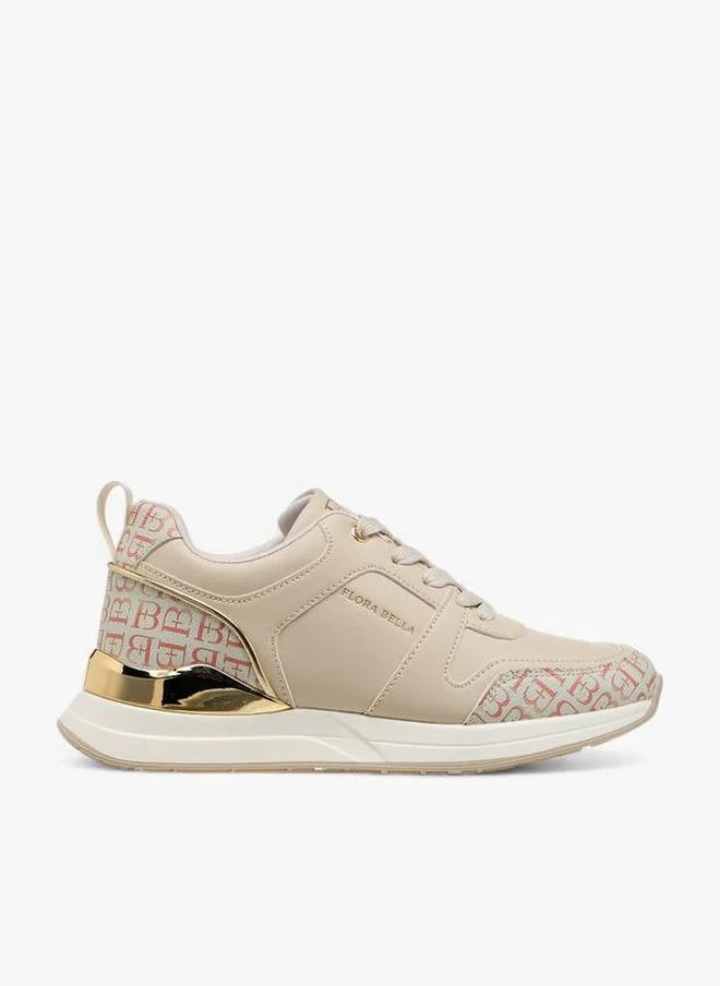 Women's Monogram Print Sneakers with Lace-Up Closure