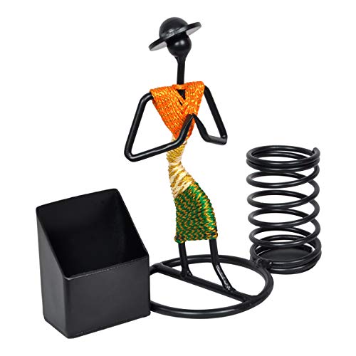D&V ENGINEERING - Creative in innovation D&V Engineering Namaste Welcome Gesture Pen/Pencil and Visiting Card Holder with Indian Tricolor/Tiranga Dressed Lady - Image 3