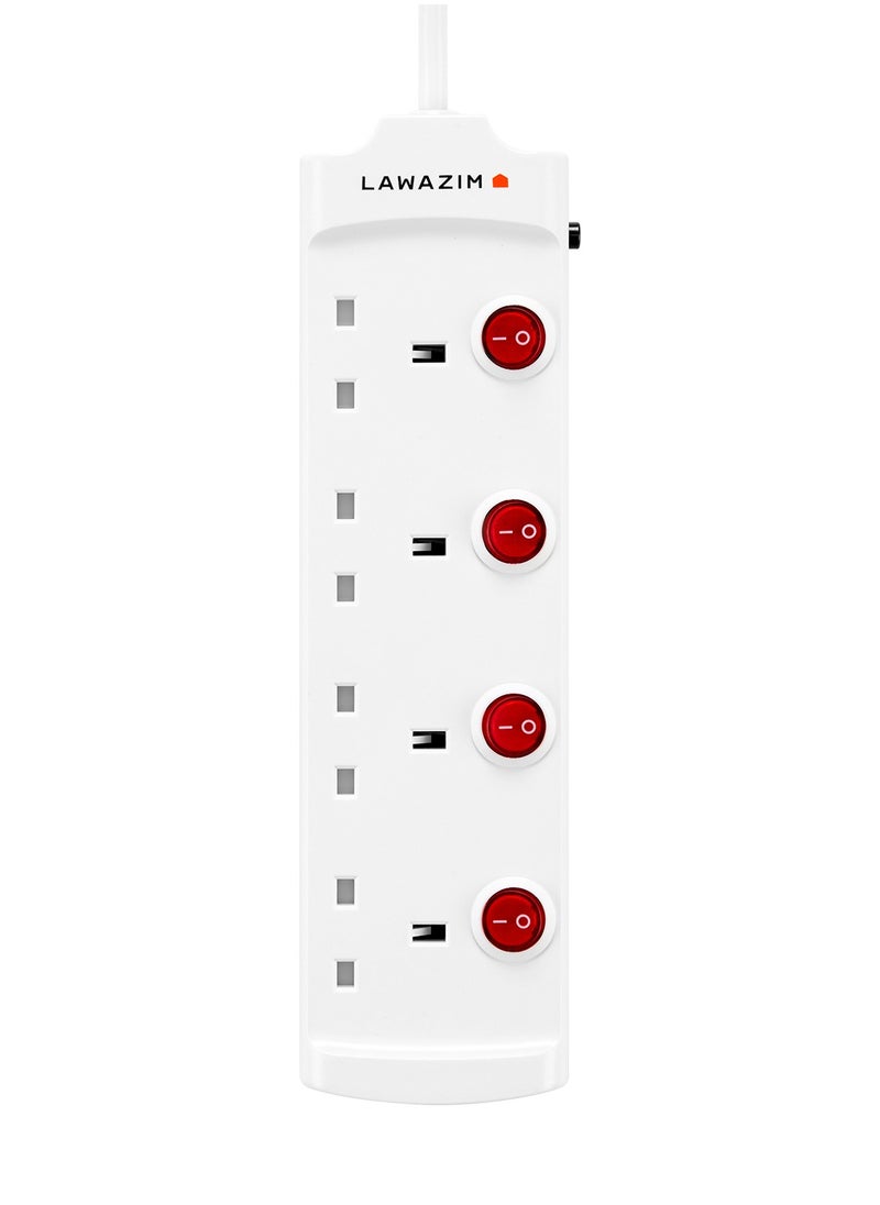 LAWAZIM - Heavy duty 4 Way Extension Cable with individual port on/off buttons | 3 Meters | 2990W - Image 1
