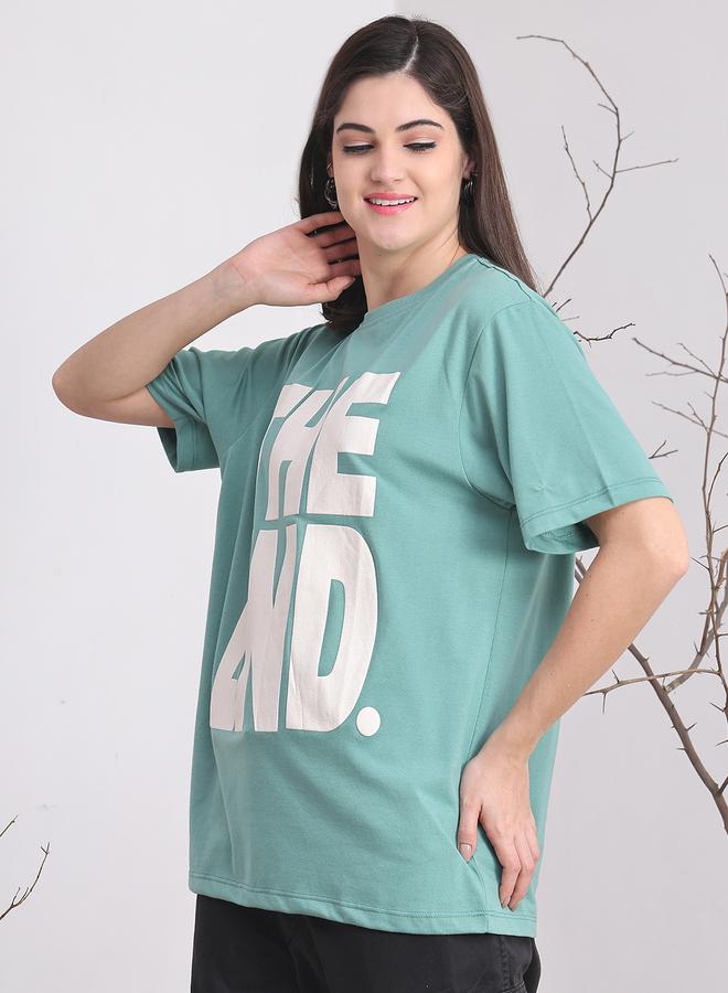 Take Two Women Teal Oversized Slogan Print T-Shirt By Door74 - Image 3