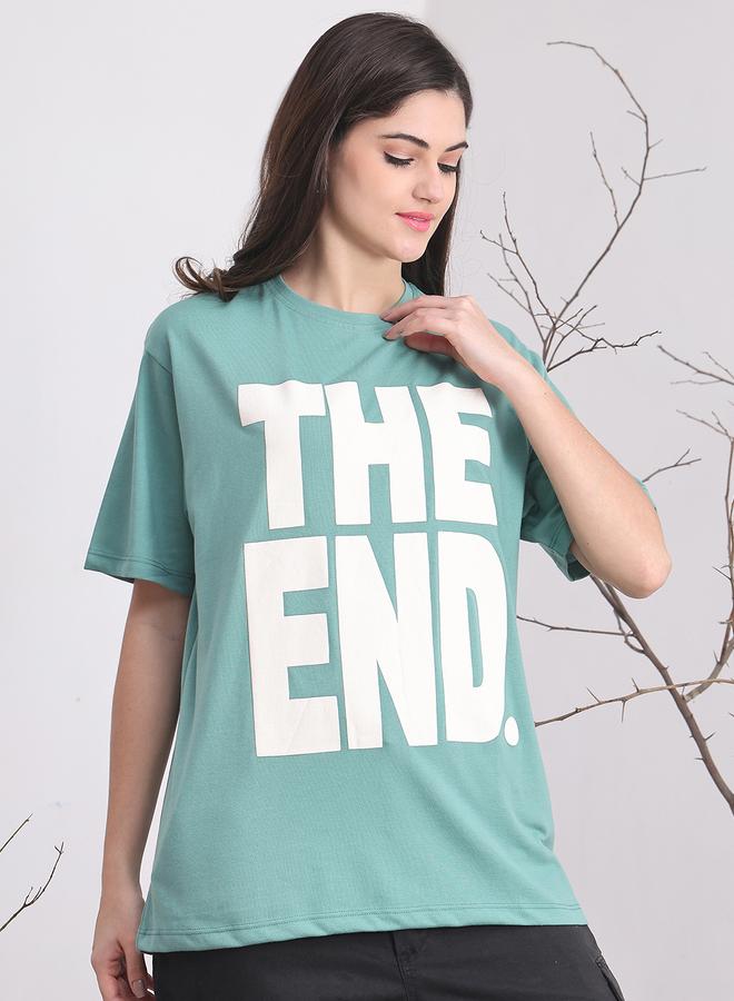 Take Two Women Teal Oversized Slogan Print T-Shirt By Door74 - Image 4