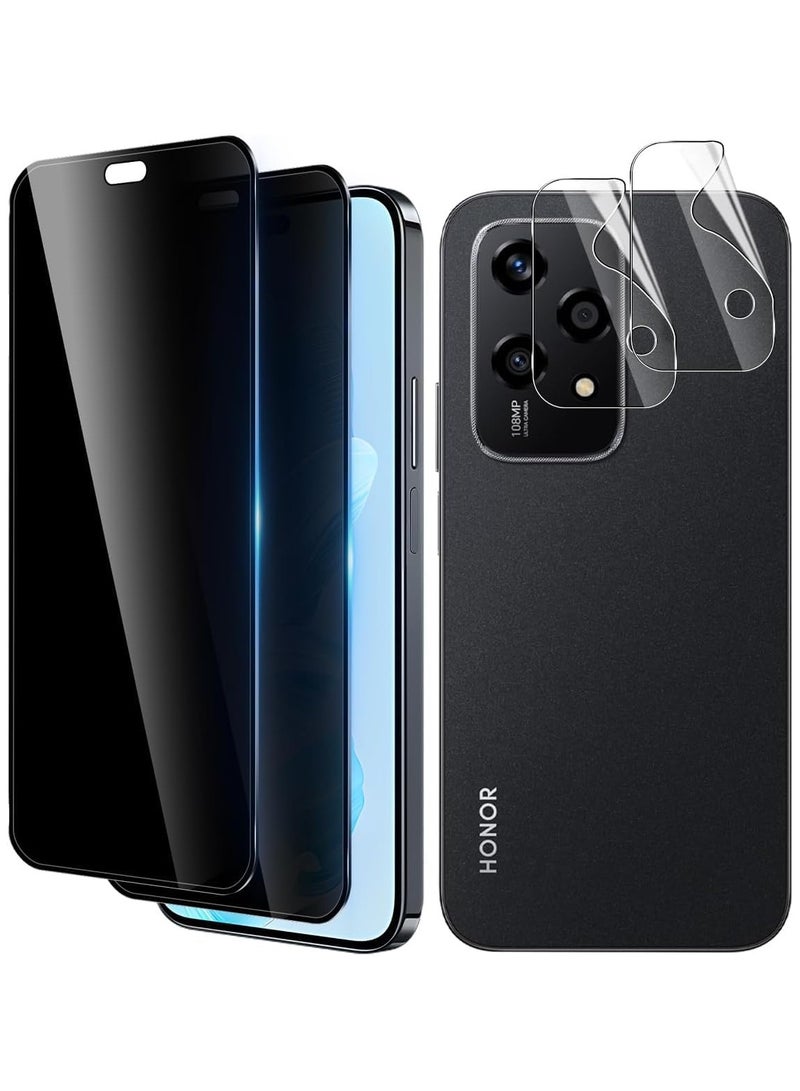 Privacy Screen Protector Compatible with Honor 200 Lite 5G, 【2+2 Pack】 Anti-Spy Tempered Glass and Camera Lens Protector (Not Glass), 9H Hardness Anti-Scratch No Bubbles - Image 1