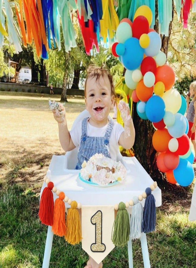 Ereniko Handmade Rainbow 1st Birthday High Chair Banner Party Decoration For Girl Baby Wall Hangings Decorative Happy One Birthday Boy Photoshoot Props Photo Props - Image 4
