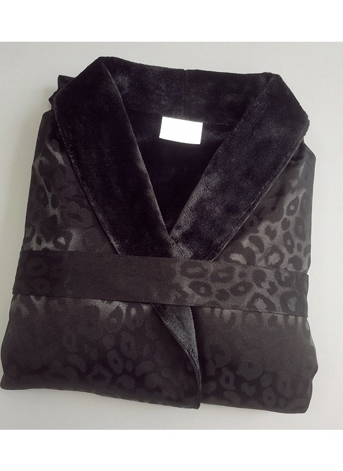 Generic Luxury Imitation Silk Double-Layer Warm Bathrobe, Home Postpartum Clothing  - Image 1