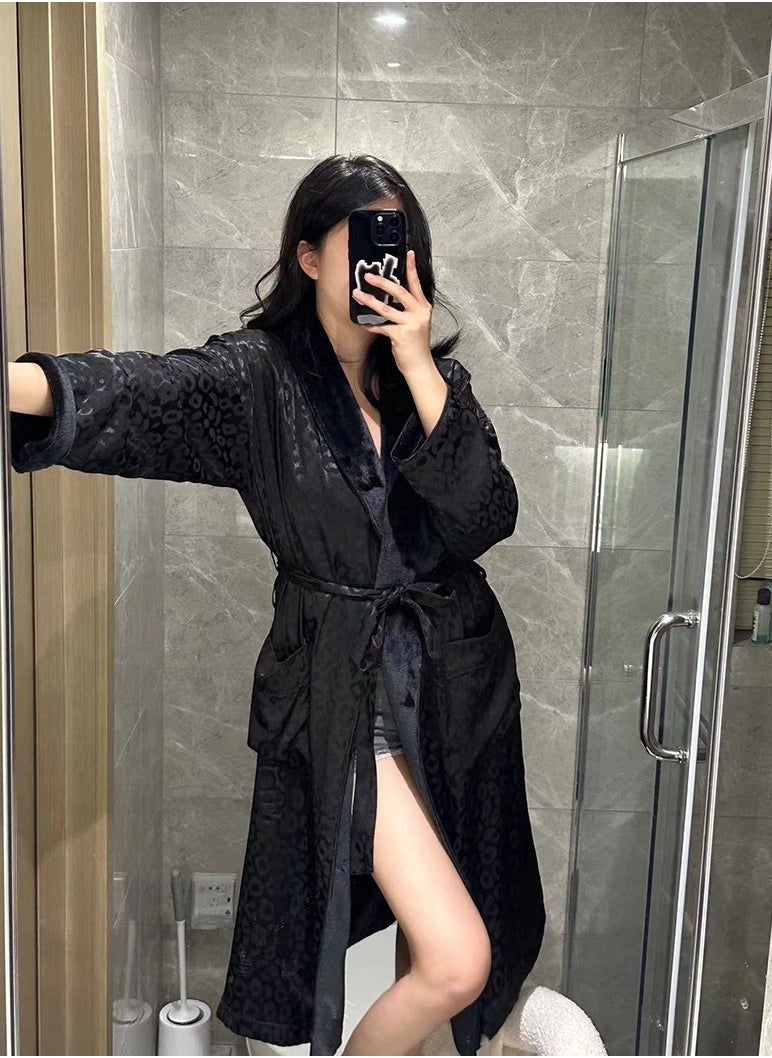 Generic Luxury Imitation Silk Double-Layer Warm Bathrobe, Home Postpartum Clothing  - Image 2