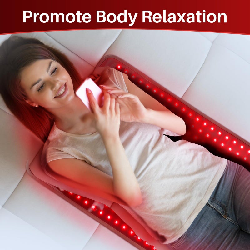 Comfytemp 24'' x 17'' Large Red Light Therapy Pad for Body, 320 LEDs Near Infrared Light Therapy Pad, 48W Light Wrap for Back Waist Joint Muscle, 660nm & 850nm - Image 4