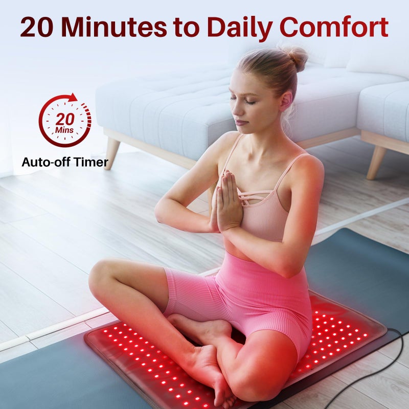 Comfytemp 24'' x 17'' Large Red Light Therapy Pad for Body, 320 LEDs Near Infrared Light Therapy Pad, 48W Light Wrap for Back Waist Joint Muscle, 660nm & 850nm - Image 5