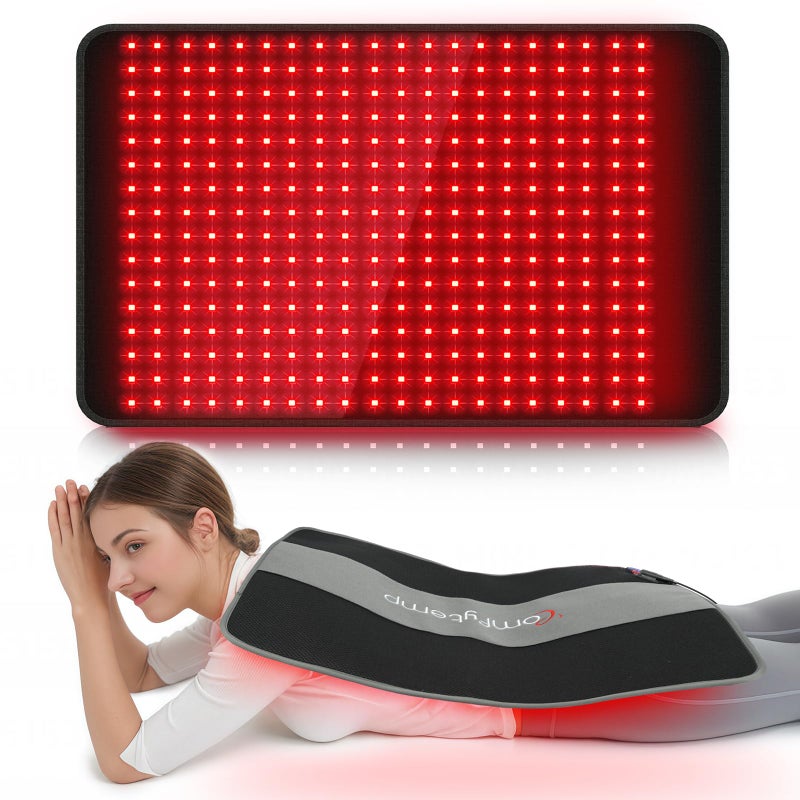 Comfytemp 24'' x 17'' Large Red Light Therapy Pad for Body, 320 LEDs Near Infrared Light Therapy Pad, 48W Light Wrap for Back Waist Joint Muscle, 660nm & 850nm - Image 1