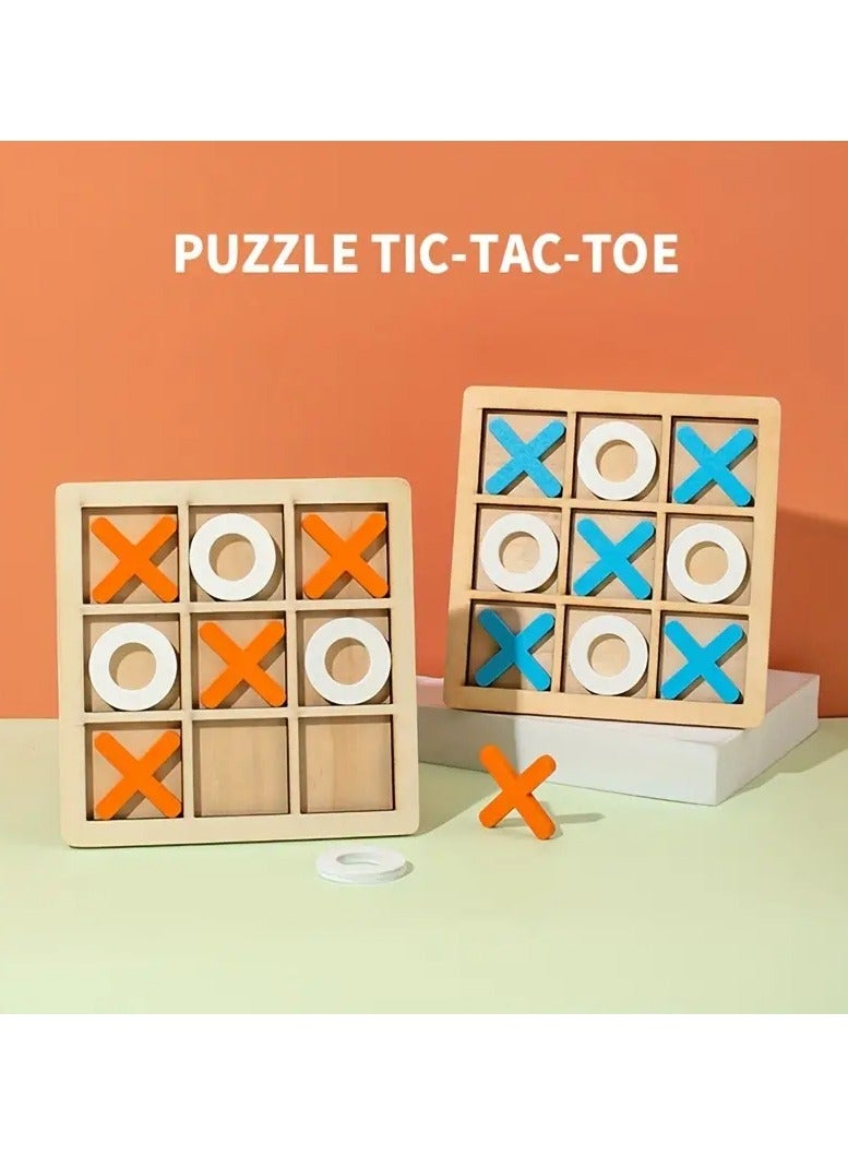 Loquat Board Game Toy Leisure Parent-Child Interaction Game Noughts And Crosses Game Wooden Board Puzzle Game Educational Toy, Wooden XO Well Shaped Chess For Children's Puzzle, Nine Palace Grid Chess, Par - Image 2