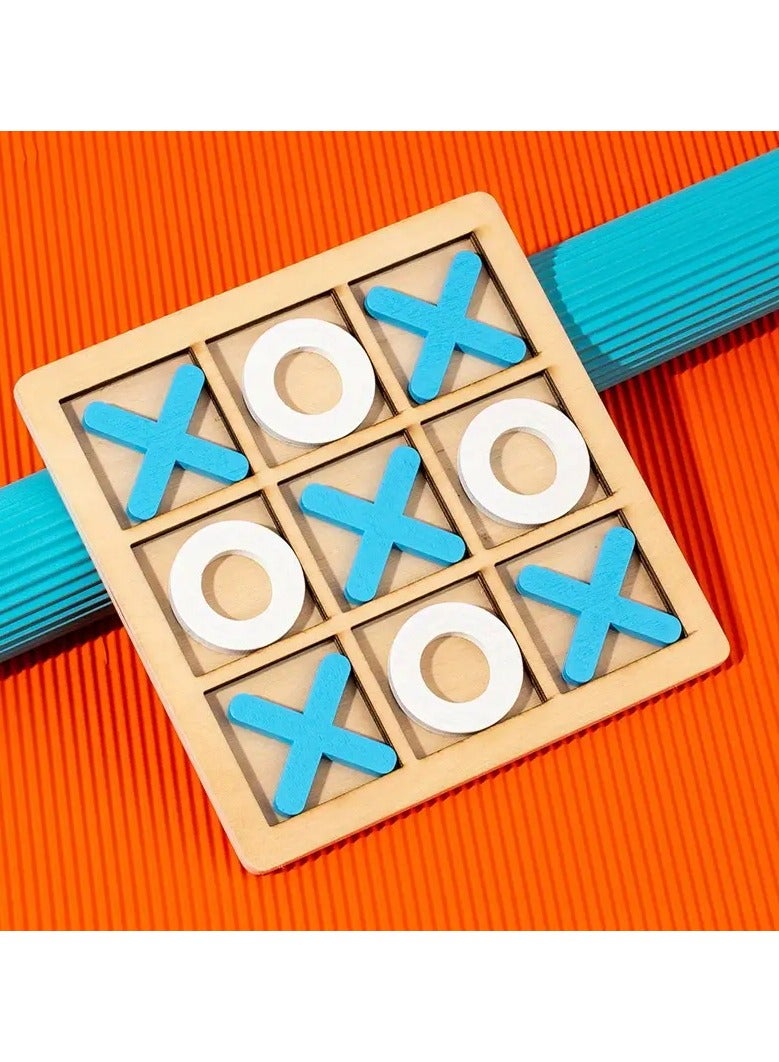 Loquat Board Game Toy Leisure Parent-Child Interaction Game Noughts And Crosses Game Wooden Board Puzzle Game Educational Toy, Wooden XO Well Shaped Chess For Children's Puzzle, Nine Palace Grid Chess, Par - Image 1