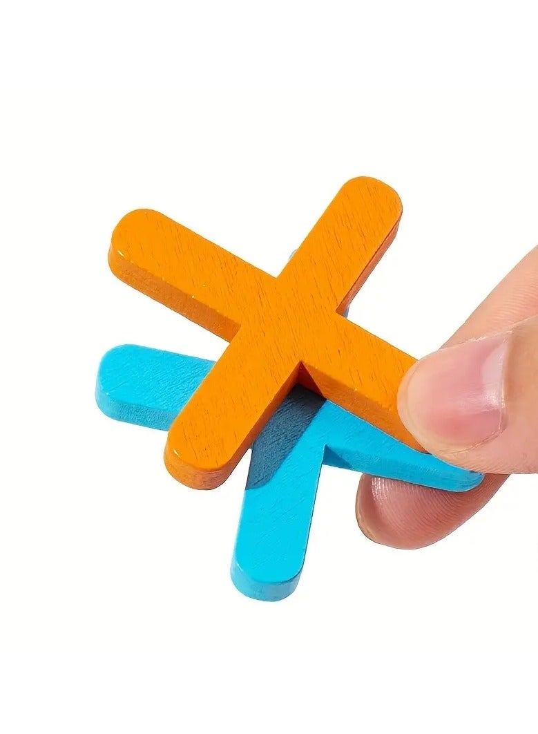 Loquat Board Game Toy Leisure Parent-Child Interaction Game Noughts And Crosses Game Wooden Board Puzzle Game Educational Toy, Wooden XO Well Shaped Chess For Children's Puzzle, Nine Palace Grid Chess, Par - Image 5