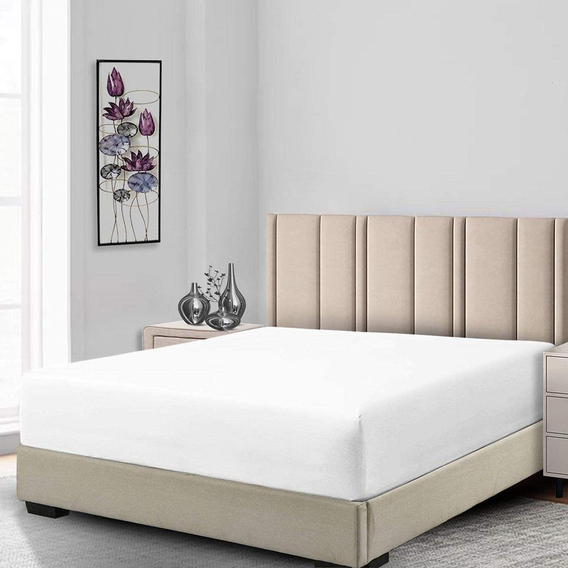 Fitted Sheets 650TC with Pockets 710 Inches Perfect for Low Profile Mattresses Cotton Blend King Solid White