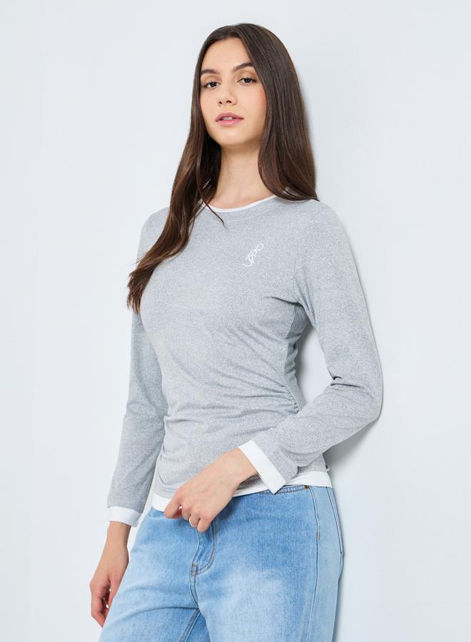 Take Two Fake Two-Piece Contrast Trim Knit Top - Image 1