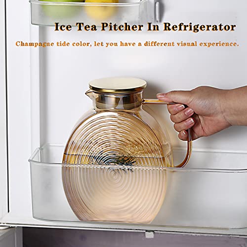 AEFPOYMXU 77oz Large Glass Water Pitcher with Gold Lid for Fridge Wide Handle Coffee Carafe for Party Water Jug Lemonade Iced Tea Jug Juice Sun Tea Jar for Drinks 2.2L - Image 2