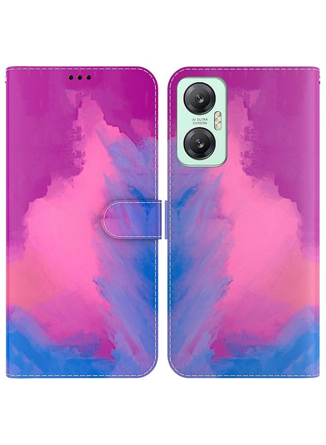 اس-توب جراب هاتف جلدي بنقشة ألوان مائية لهاتف Infinix Hot 20 - Image 1