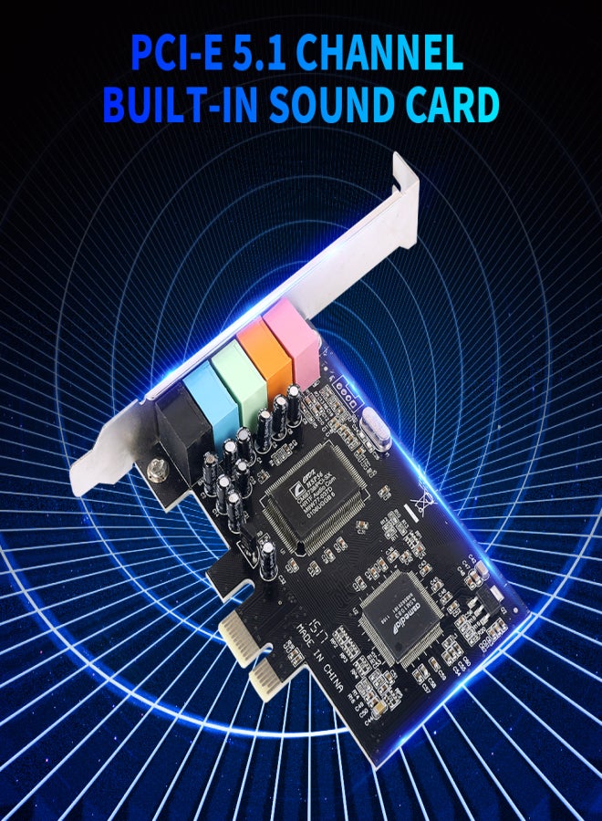 بطاقة صوت PCI-E CMI8738، بطاقة صوت كمبيوتر مكتبي PCI-E 5.1 قناة، تدعم مخرج صوت ستيريو محيطي 6 قنوات - Image 5