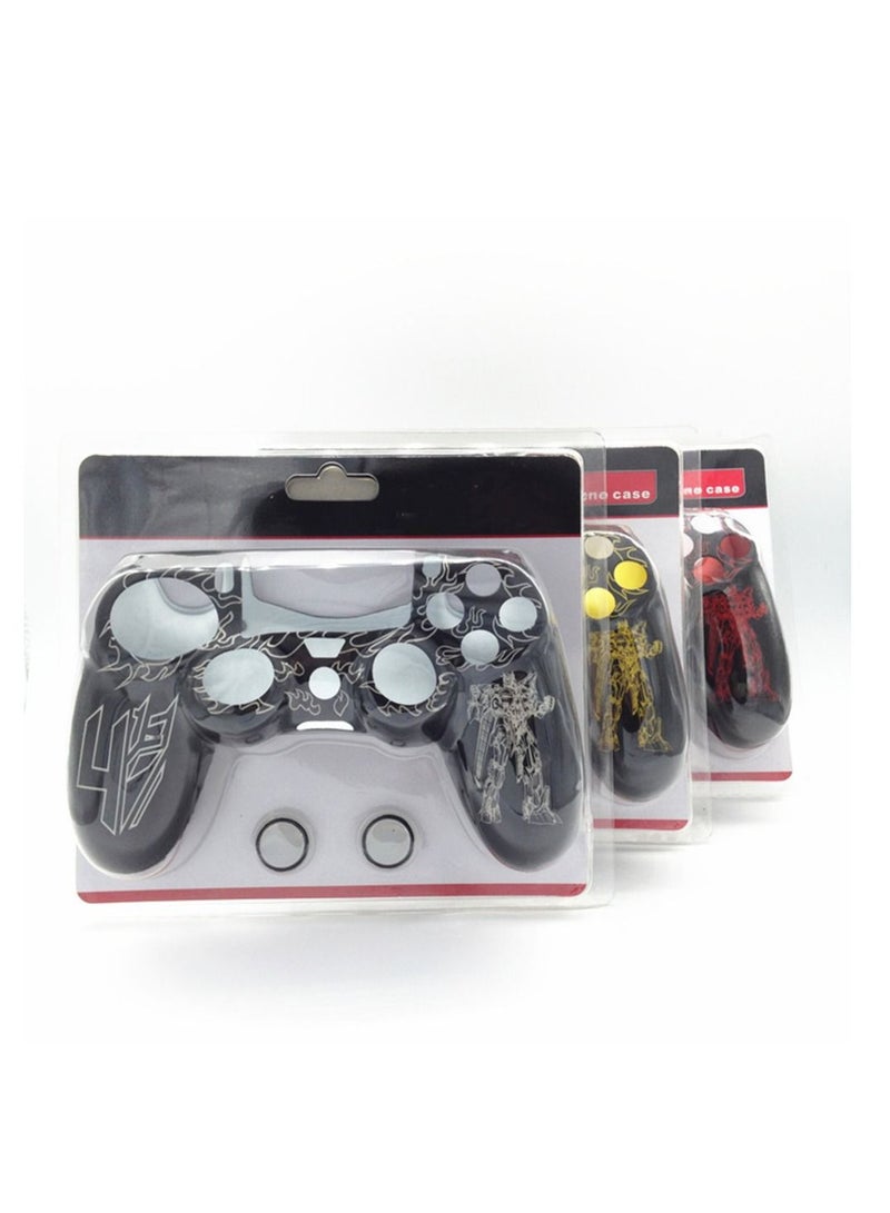 Transformer Silicone Case and Thumbstick Caps for PlayStation 4 Controller (Black White) - Image 5