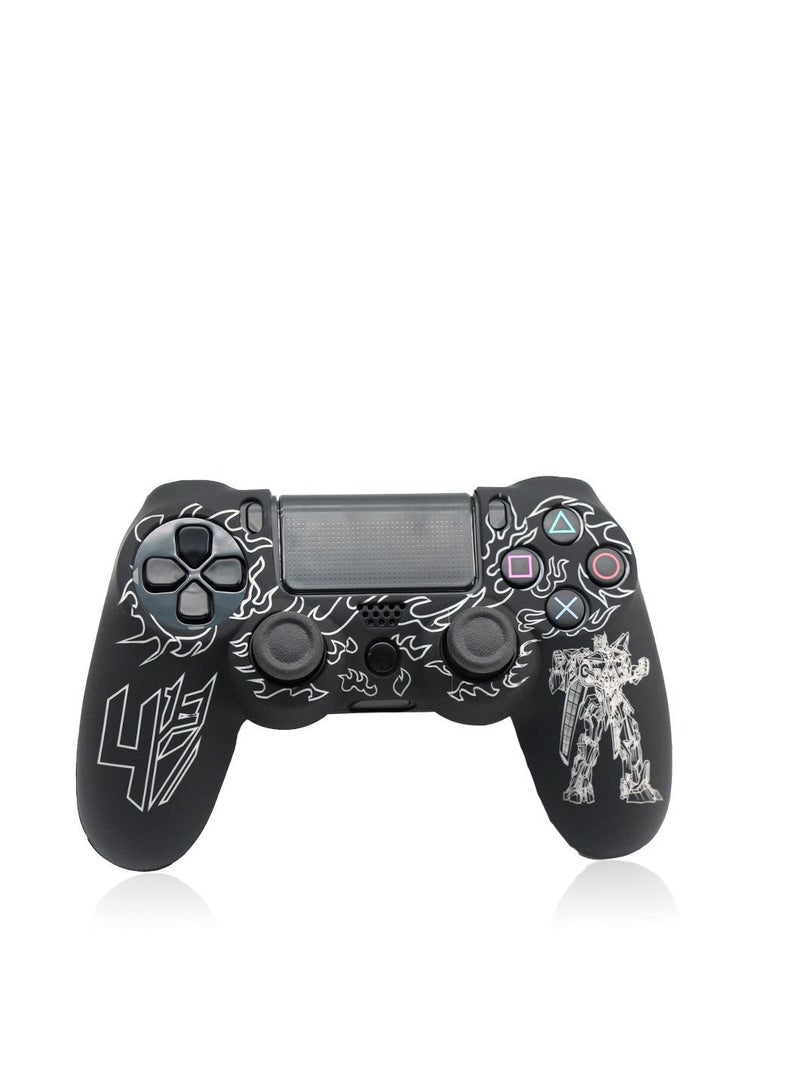 Transformer Silicone Case and Thumbstick Caps for PlayStation 4 Controller (Black White) - Image 2