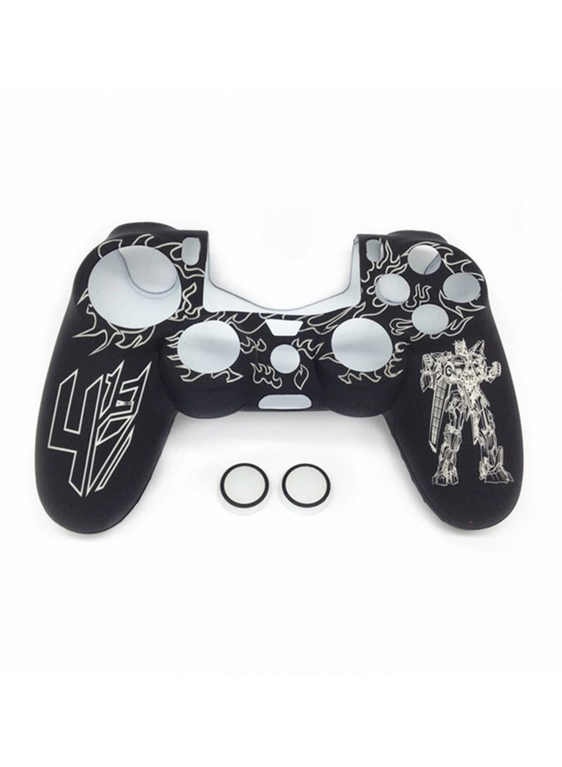 Transformer Silicone Case and Thumbstick Caps for PlayStation 4 Controller (Black White) - Image 1