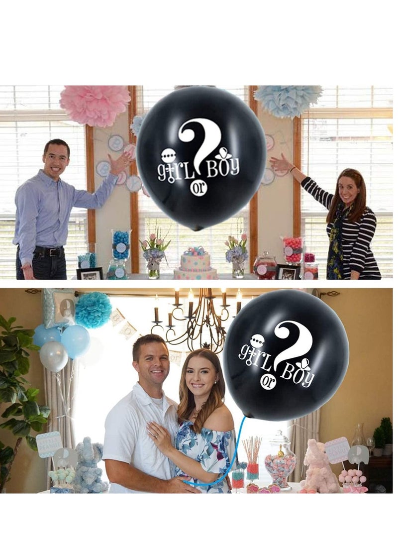 SYOSI Baby Gender Reveal Confetti Balloon - 36 Inch Big Black Balloons x2 with Pink and Blue Heart Shape Packs for Boy or Girl - Shower Party Supplies Decoration Kit - Image 2