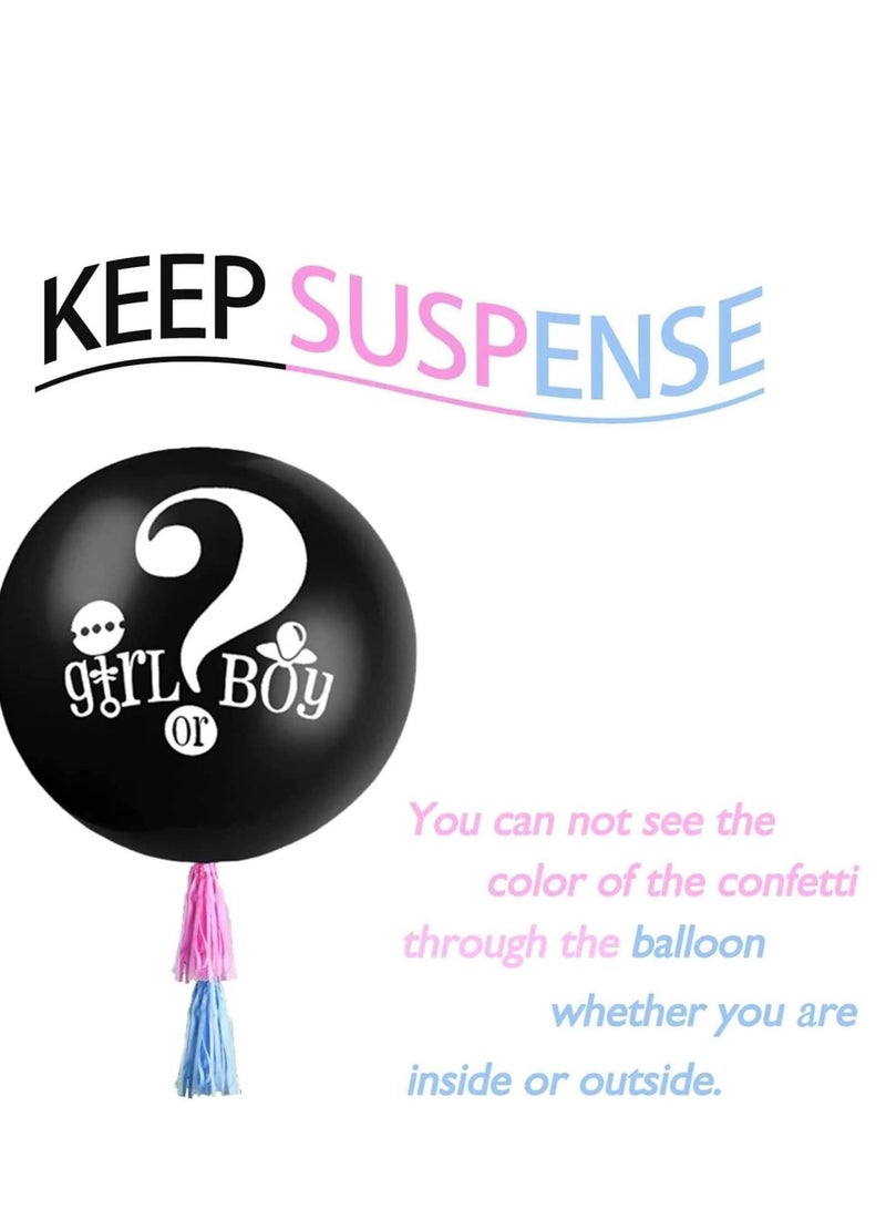 SYOSI Baby Gender Reveal Confetti Balloon - 36 Inch Big Black Balloons x2 with Pink and Blue Heart Shape Packs for Boy or Girl - Shower Party Supplies Decoration Kit - Image 5