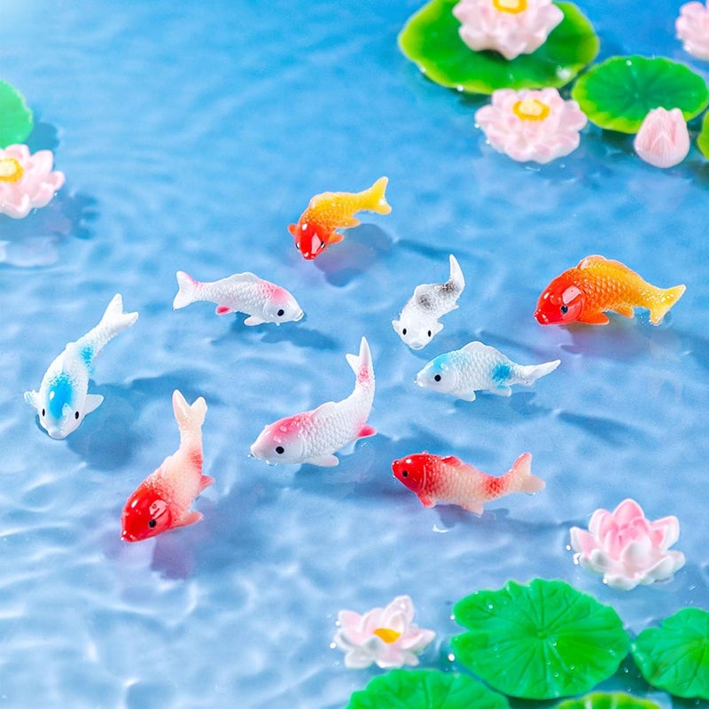 Cayway 20 PCS Miniature Goldfish, Mini Goldfish Decor Resin Goldfish Model Decorative Statues Fairy Garden Animals for Plant Pots Bonsai Craft, Micro Landscaping Decoration - Image 3