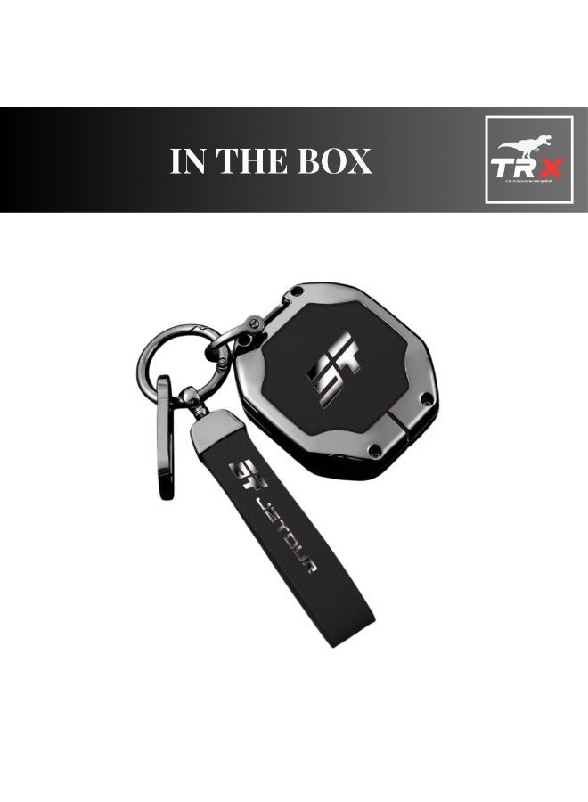 TRX AUTO Key Cover with Leather Keychain for Jetour T2 Key (2021-2025 Models) | Protective Car Key Case | PU Leather Key Cover | Jetour Smart Key Holder | Jetour T2 Accessories - Image 4