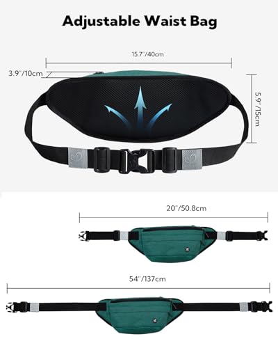 WATERFLY Fanny Pack for Men Women Water Resistant Large Hiking Waist Bag Pack Carrying All Phones for Running Walking Traveling (Dark Green), (ONJ05) - Image 5