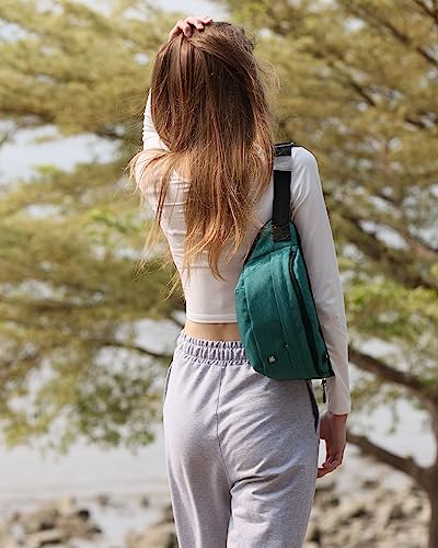 WATERFLY Fanny Pack for Men Women Water Resistant Large Hiking Waist Bag Pack Carrying All Phones for Running Walking Traveling (Dark Green), (ONJ05) - Image 2