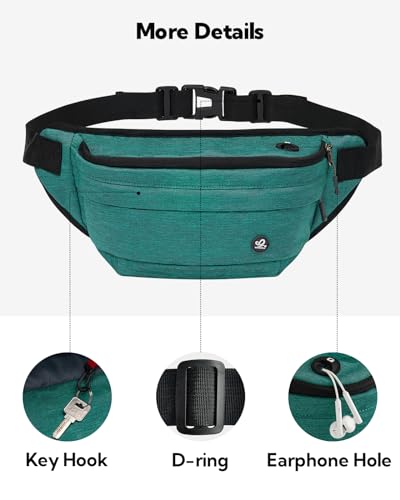 WATERFLY Fanny Pack for Men Women Water Resistant Large Hiking Waist Bag Pack Carrying All Phones for Running Walking Traveling (Dark Green), (ONJ05) - Image 4