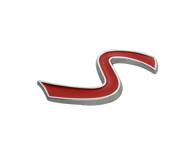 1Pc S Logo Badge Front Grille Emblem Sticker Decal Replacement for Cooper R50 R52 R53 R56 R57 (Silver Red) Red Silver - Image 3