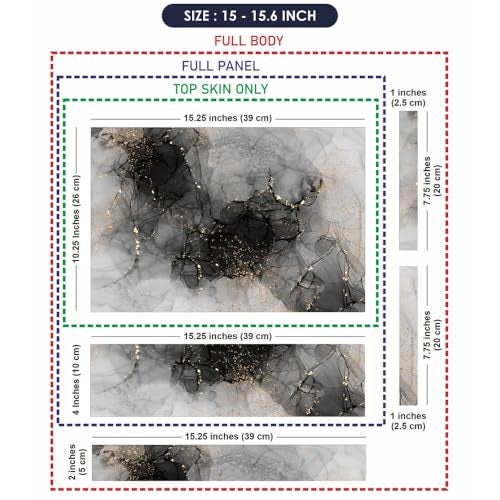 Techfit Full Body Laptop Skin Upto 15.6 inch Sticker Compatible for Dell/HP/Lenovo/Acer/Asus All Laptop Size Upto 14 to 15.6 Inch - Black Marble Gold Pattern - Image 5