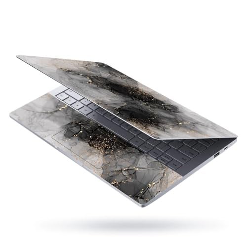 Techfit Full Body Laptop Skin Upto 15.6 inch Sticker Compatible for Dell/HP/Lenovo/Acer/Asus All Laptop Size Upto 14 to 15.6 Inch - Black Marble Gold Pattern - Image 2