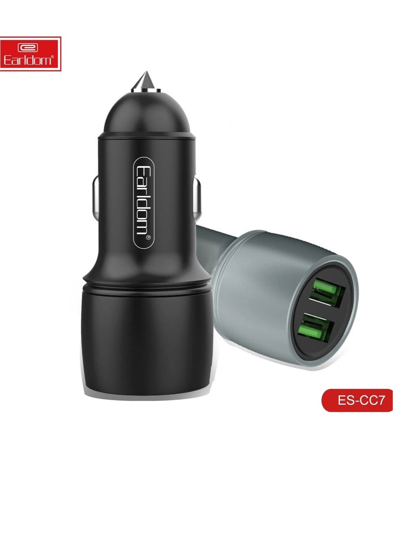 "Dual QC3.0 Car USB Charger with Quick Charge – 2-Port Fast Charger for iPhone 12, Includes Cable" - Image 1