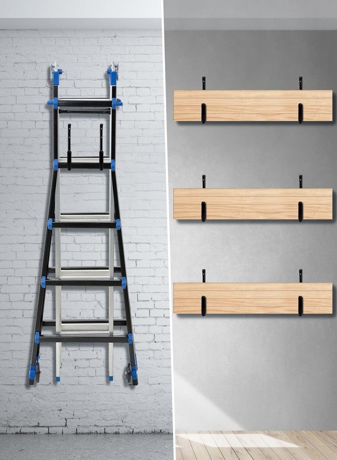 KURUI Garden Water Hose Holder for Outside, 4Pcs Ladder Garage Storage Hooks for Extension Cord Tool Cable, Black Wall Mount J Utility Hooks, Heavy Duty Hose Hanger for Hanging - Image 5