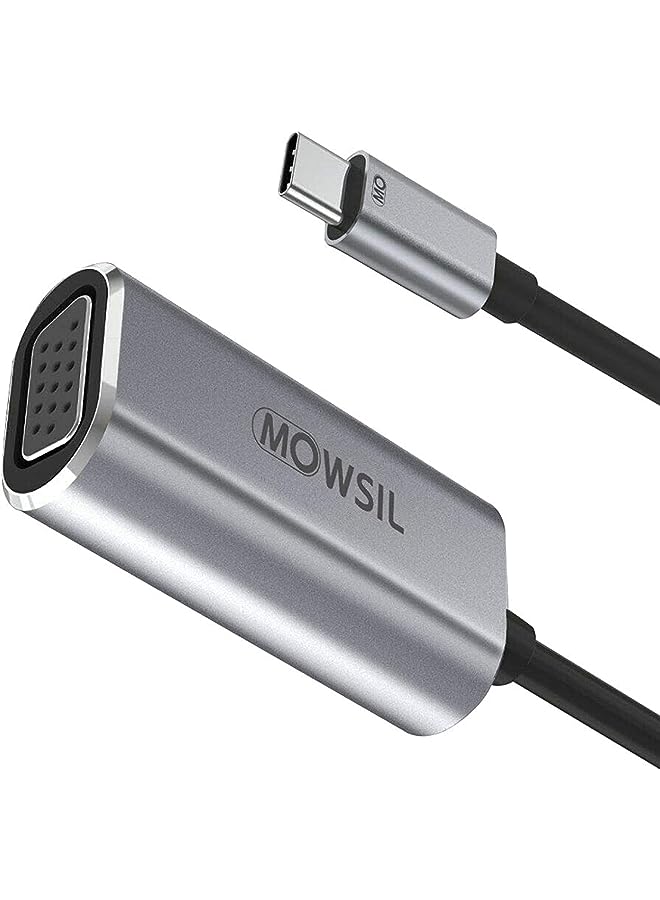 MOWSIL Type-C to VGA and HDMI Converter, 8 cm Length, Grey - Image 1