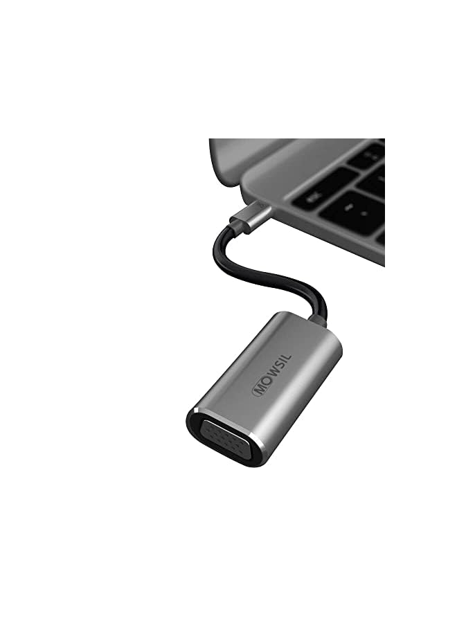 MOWSIL Type-C to VGA and HDMI Converter, 8 cm Length, Grey - Image 2