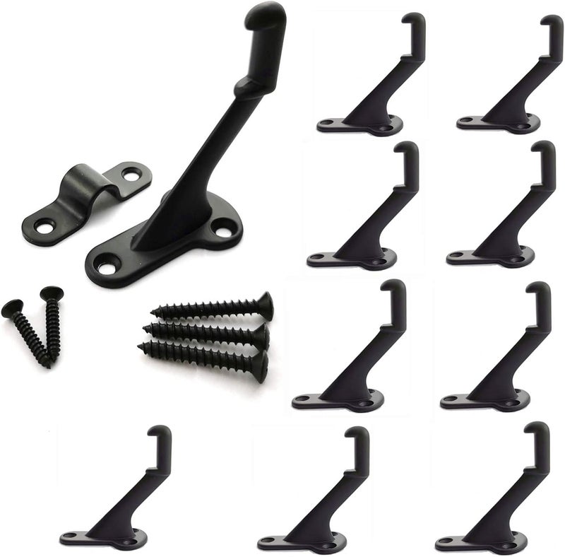 Langdoly Metal Stair Handrail Brackets with Mounting Plate and Screws- Satin Black-Set of10 - Image 1