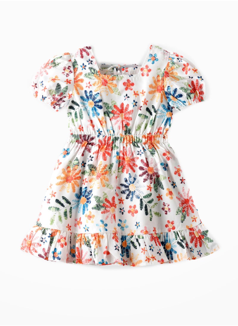 Jelliene Blooming Adventures: Girls' Floral Dress Comfort, Style & Twirls  - Image 1