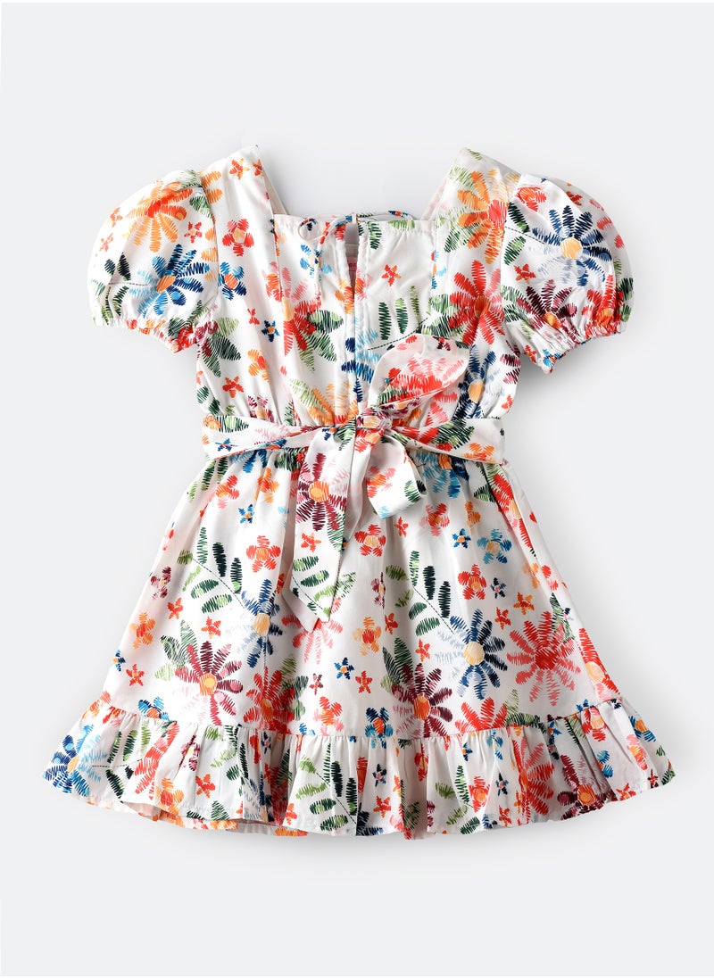 Jelliene Blooming Adventures: Girls' Floral Dress Comfort, Style & Twirls  - Image 2