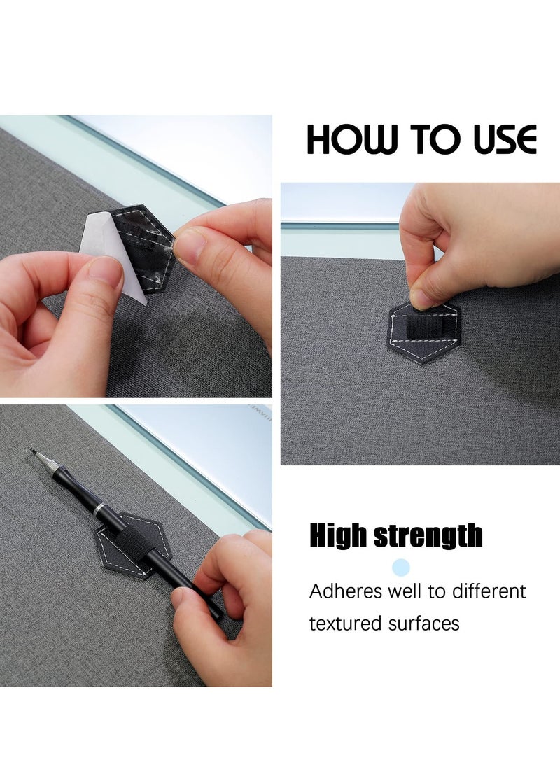 SYOSI - Pen Loops Holder, Self Adhesive Pen Holders for Notebook, Self Adhesive Hexagon Leather Pencil Holder with Elastic Loop, Designed for Notebooks, Journals, Calendars, Tablet - Image 1