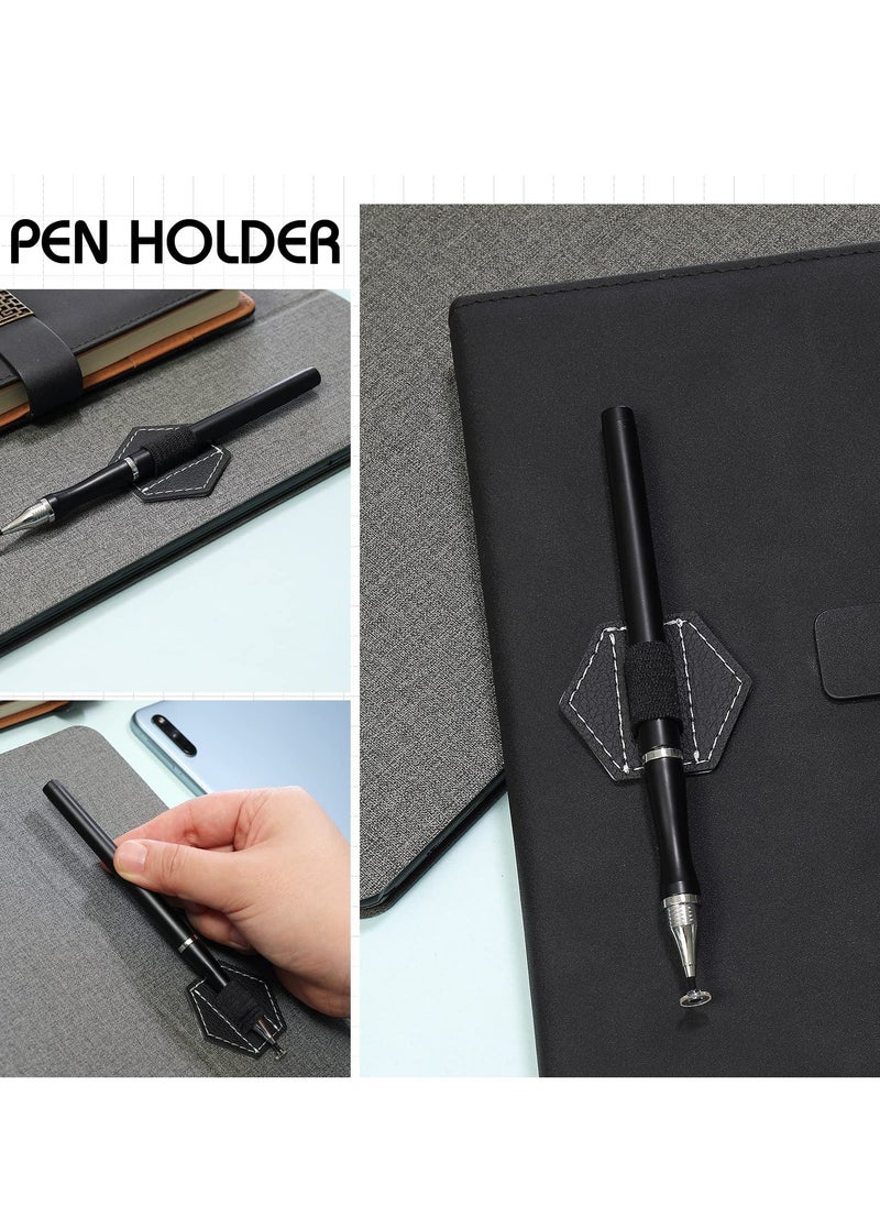 SYOSI - Pen Loops Holder, Self Adhesive Pen Holders for Notebook, Self Adhesive Hexagon Leather Pencil Holder with Elastic Loop, Designed for Notebooks, Journals, Calendars, Tablet - Image 1