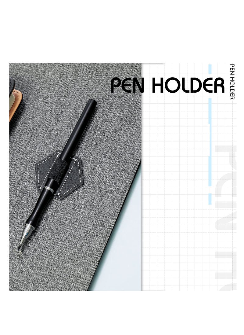 SYOSI - Pen Loops Holder, Self Adhesive Pen Holders for Notebook, Self Adhesive Hexagon Leather Pencil Holder with Elastic Loop, Designed for Notebooks, Journals, Calendars, Tablet - Image 1