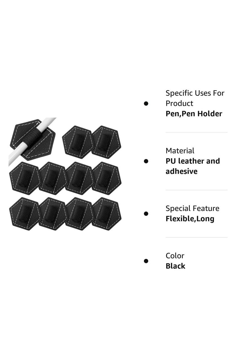 SYOSI - Pen Loops Holder, Self Adhesive Pen Holders for Notebook, Self Adhesive Hexagon Leather Pencil Holder with Elastic Loop, Designed for Notebooks, Journals, Calendars, Tablet - Image 1