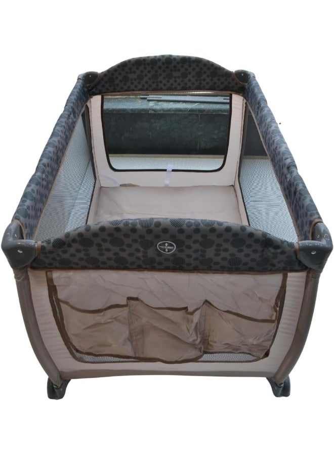 SMR Kids SMR Kids 105 cm by 70 cm 2 Tier Crib - Changing Table - Storage Basket (Brown Dot) - Image 4