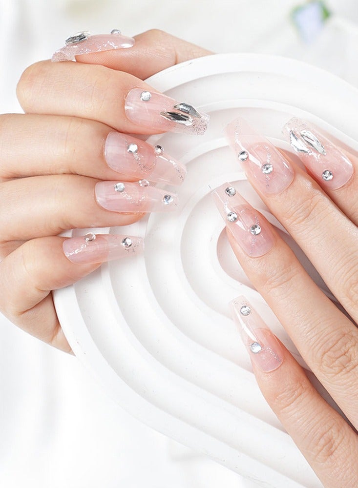 24 قطعة من لاصقات فن الأظافر القابلة للضغط، مع مجموعة أدوات فن الأظافر، والماس الوردي، ولاصقات فن الأظافر متوسطة الطول المربعة، ونماذج متعددة الاستخدامات اليومية، ولاصقات مريحة، وصحة وسلامة - Image 3